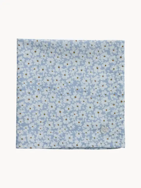 Serviette en coton à motif fleuri Liberté, 100 % coton, Blanc, bleu, larg. 40 x long. 40 cm