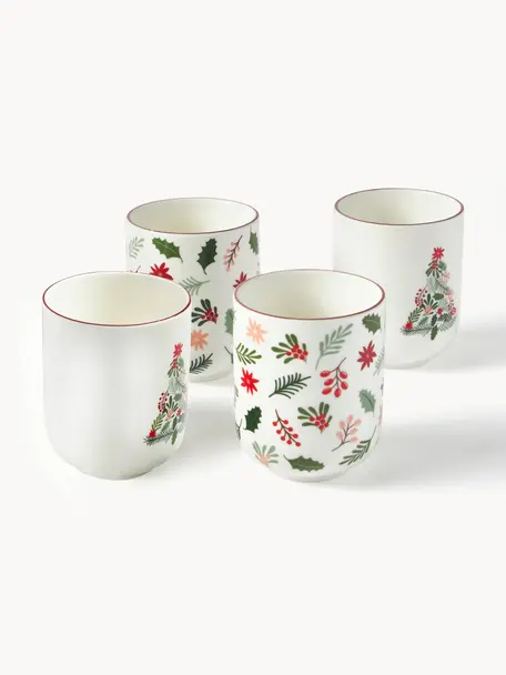 Grandes tasses à café en porcelaine Eve, 4 élém., Porcelaine, émaillée, Multicolore, Ø 8 x haut. 10 cm, 290 ml