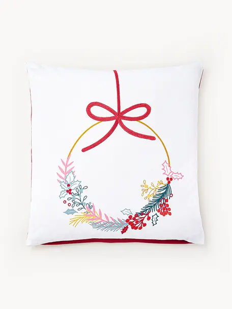 Poszewka na poduszkę Tinsel, 100% bawełna, Biały, wielobarwny, czerwony, S 45 x D 45 cm