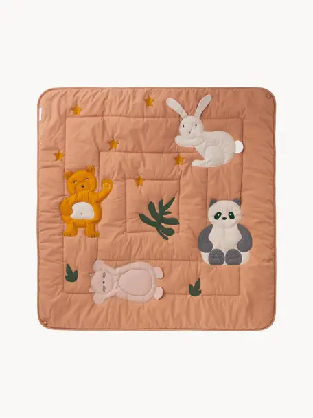 Tapis de jeu Glenn, Vieux rose, motif animaux, larg. 110 x long. 110 cm