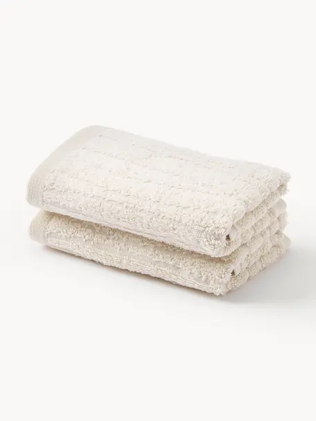 Katoenen handdoek Audrina in verschillende formaten, Lichtbeige, Douchehanddoek, B 70 x L 140 cm