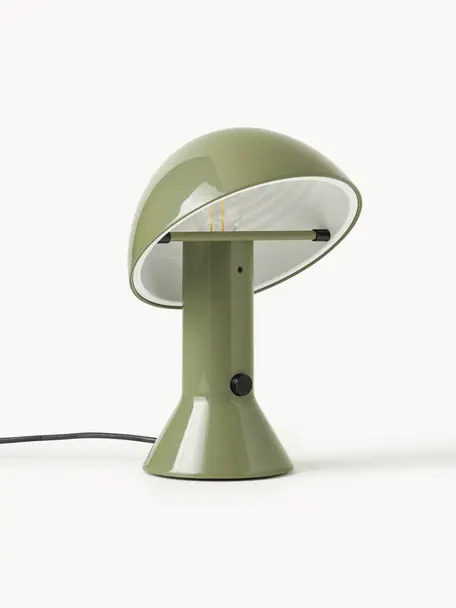Petite lampe à poser avec abat-jour réglable Elmetto, Plastique laqué, Vert olive, Ø 22 x haut. 28 cm