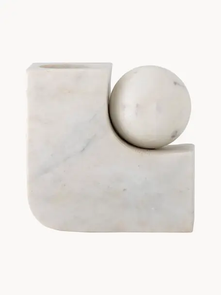 Marmeren kandelaar Eja, Marmer, Wit, gemarmerd, B 18 x H 18 cm