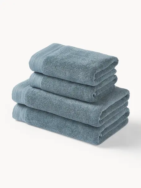 Komplet ręczników z bawełny organicznej Premium, Petrol, 6 elem. (ręcznik dla gości, ręcznik do rąk, ręcznik kąpielowy)