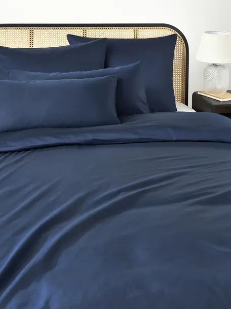 Katoensatijnen dekbedovertrek Comfort, Weeftechniek: satijn Draaddichtheid 300, Donkerblauw, B 200 x L 200 cm