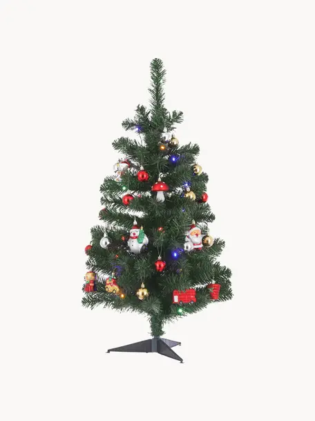 Albero di Natale artificiale a LED Gently, Plastica, Verde, Ø 50 x Alt. 90 cm