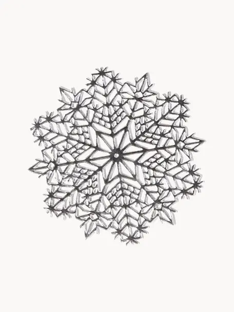 Stolové prestierania Snowflake, 6 ks, Plast, Odtiene striebornej, Ø 10 x V 1 cm