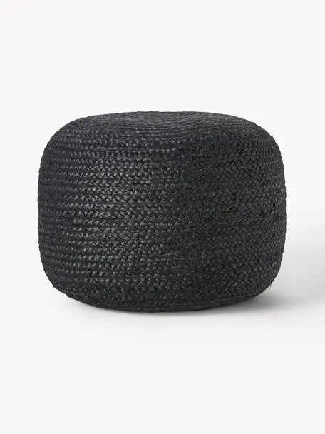 Pouf en jute artisanal Bono, Anthracite, Ø 50 x haut. 36 cm