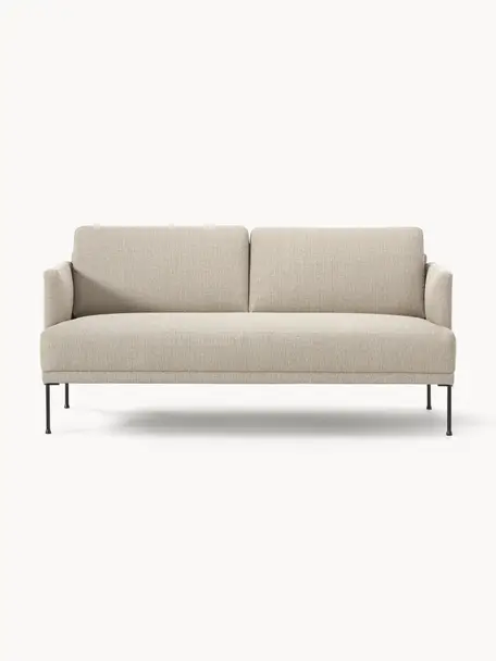 Sofa Fluente (2-Sitzer), Bezug: 100% Polyester 35.000 Sch, Gestell: Massives Kiefernholz, Füße: Metall, pulverbeschichtet, Webstoff Beige, B 166 x T 85 cm
