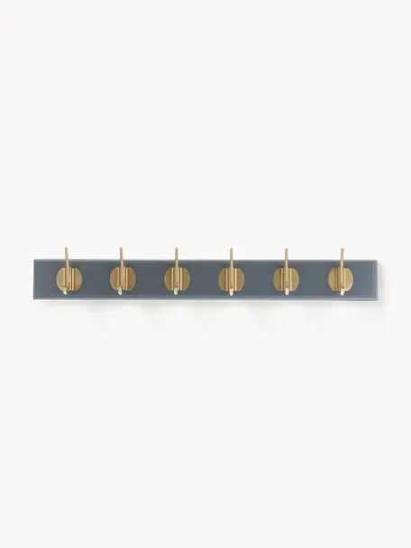 Porte-manteau mural en bois Edgy, Gris, laiton, larg. 60 cm