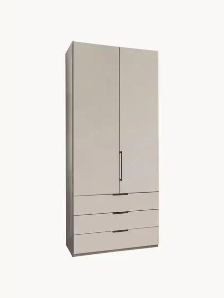 Drehtürenschrank Monaco, 2-türig, Korpus: Holzwerkstoff, foliert, Griffe: Metall, beschichtet, Beige, B 99 x H 216 cm