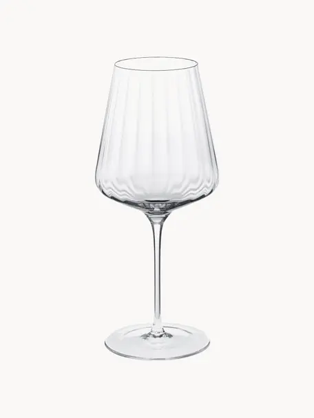 Kristall-Rotweingläser Bernadotte mit Rillenstruktur, 6 Stück, Kristallglas, Transparent, Ø 10 x H 23 cm, 540 ml