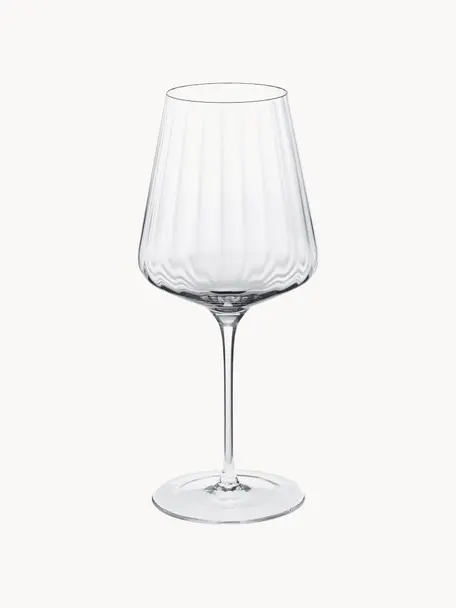 Copas de vino tinto de cristal con relieves Bernadotte, 6 uds., Cristal, Transparente, Ø 10 x Al 23 cm, 540 ml