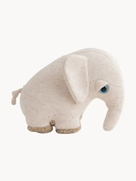 Handgefertigtes Kuschelkissen Savanah Elephant, Unten: Kunstpelz (100 % Polyeste, Hellbeige, gesprenkelt, B 23 x H 19 cm