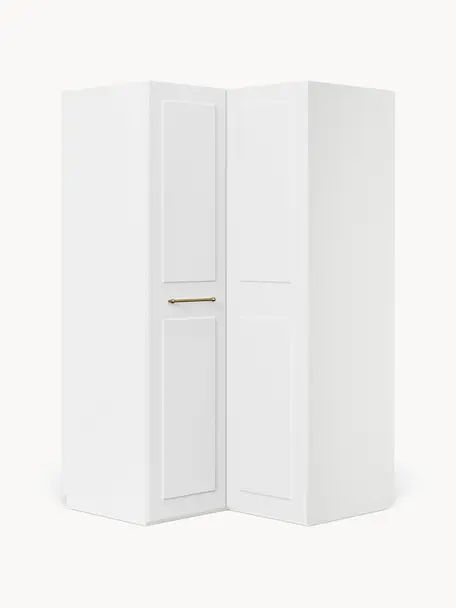 Armario esquinero modular Charlotte, 2 puertas (115 cm), Estructura: tablero aglomerado revest, Blanco, Esquinero (An 115 x Al 200 cm)