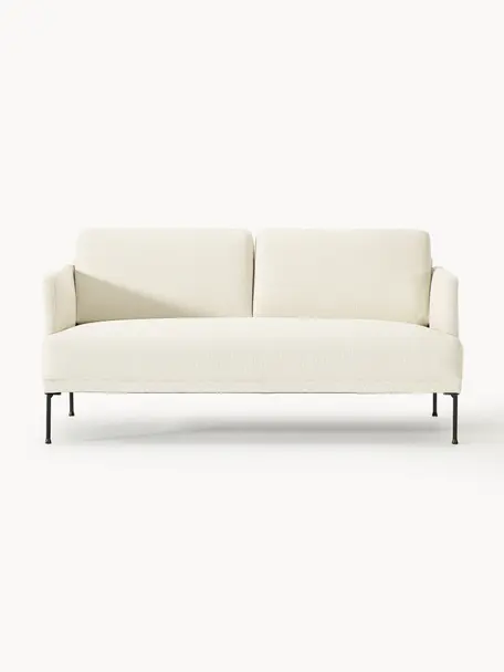 Sofa Fluente (2-Sitzer), Bezug: 100 % Polyester Der strap, Gestell: Massives Kiefernholz, Bir, Füße: Metall, pulverbeschichtet, Webstoff Off White, B 166 x T 85 cm