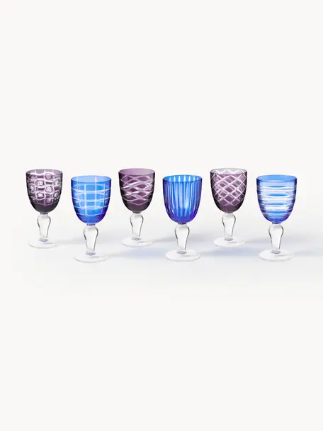 Set 6 bicchieri da vino Cobalt, Vetro, Blu, lilla, trasparente, Alt. 17 cm
