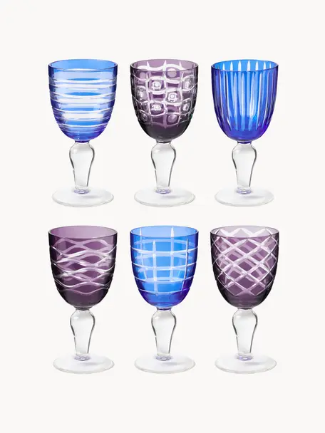 Set di 6 calici da vino Cobalt, Vetro, Blu, viola, trasparente, Alt. 17 cm
