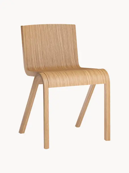 Houten stoel Ready Dining van eikenhout, Frame: gelakt eikenhout, Poten: gelakt eikenhout, Licht eikenhout, B 47 x H 50 cm