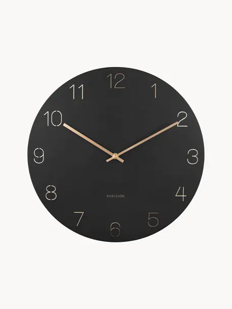 Reloj de pared Charm, Metal recubierto, Negro, Ø 40 cm