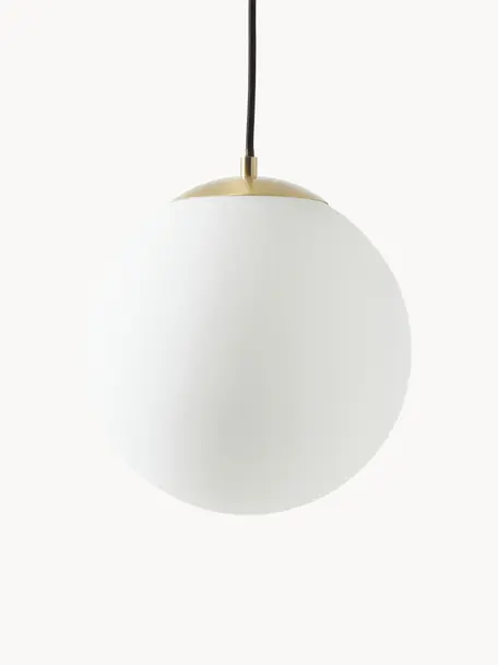 Suspension boule en verre opalescent Beth, Blanc, Ø 20 cm