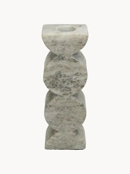 Kandelaar Kinga in marmerlook, Polyresin, Lichtgrijs, B 8 cm x H 16 cm