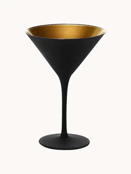 Bicchiere cocktail in cristallo Elements 6 pz, Cristallo rivestito, Nero, dorato, Ø 12 x Alt. 17 cm, 240 ml