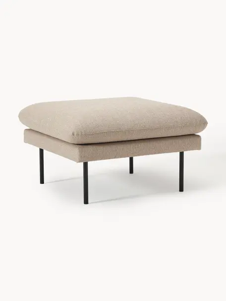 Sofa-Hocker Moby, Bezug: Polyester Der hochwertige, Gestell: Massives Kiefernholz, Bir, Füße: Metall, pulverbeschichtet, Webstoff Beige, B 78 x T 78 cm