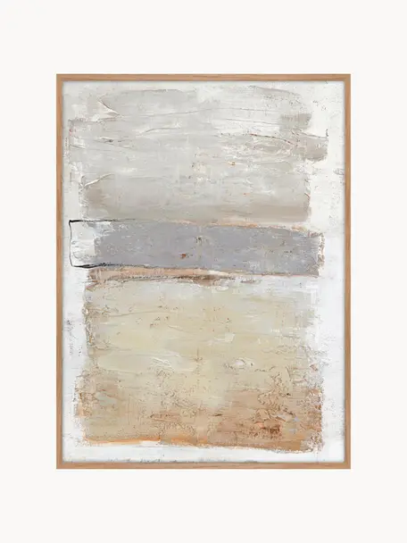 Quadro su tela dipinto a mano con cornice in legno Scenario, Cornice: legno di quercia, Design 1, Larg. 92 x Alt. 120 cm