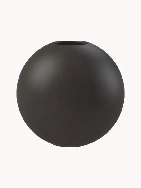 Handgemaakte bolvormige vaas Ball, Ø 10 cm, Keramiek, Zwart, Ø 10 x H 10 cm