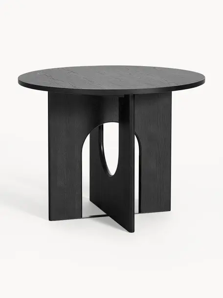 Tavolo rotondo Apollo, in varie misure, Gambe: legno di quercia laccato,, Legno di quercia laccato nero, Ø 100 cm