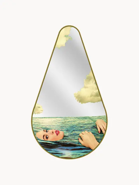 Design wandspiegel Sea Girl, Frame: MDF, Vrouw in het water, B 45 x H 81 cm