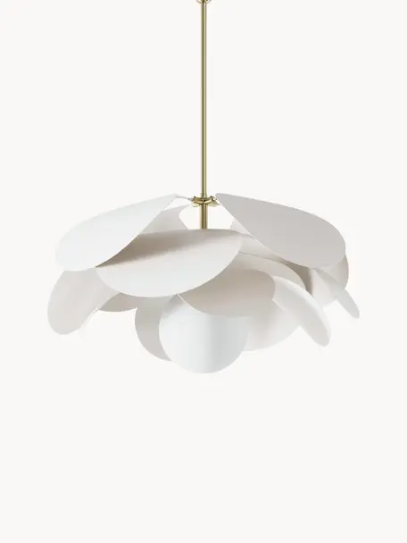 Design hanglamp Peony, Lampenkap: gecoat metaal, Diffuser: glas, Gebroken wit, goudkleurig, Ø 45 x H 31 cm