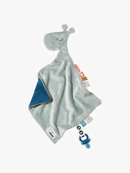 Doudou para bebés Raffi, con clip protege chupetes, 50% poliéster, 50% algodón, Azul claro, azul oscuro, An 30 x Al 30 cm