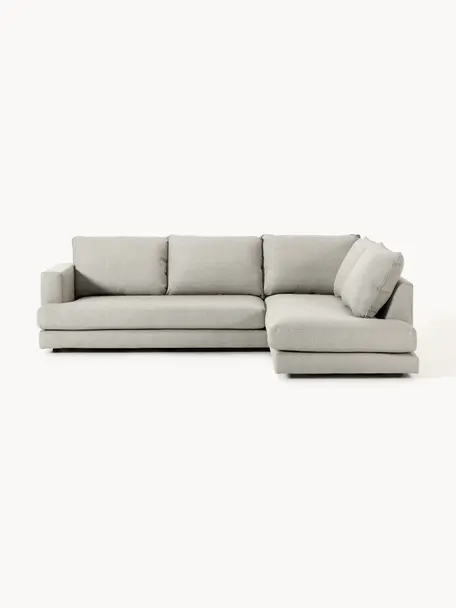 Ecksofa Tribeca, Bezug: 100 % Polyester Der hochw, Gestell: Massives Kiefernholz, Füße: Massives Buchenholz, lack, Webstoff Hellgrau, B 315 x T 228 cm, Eckteil links