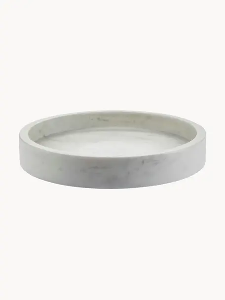 Rundes Deko-Tablett Pako aus Marmor, Marmor, Weiss, marmoriert, Ø 31 cm
