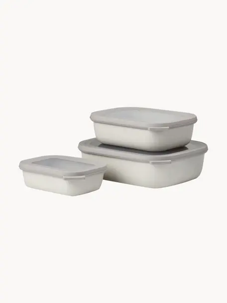 Aufbewahrungsboxen Cirqula, 3er-Set, Polypropylen (PP), Thermoplastische Elastomere (TPE), BPA-frei, Hellbeige, 500 ml / 1 L / 2 L