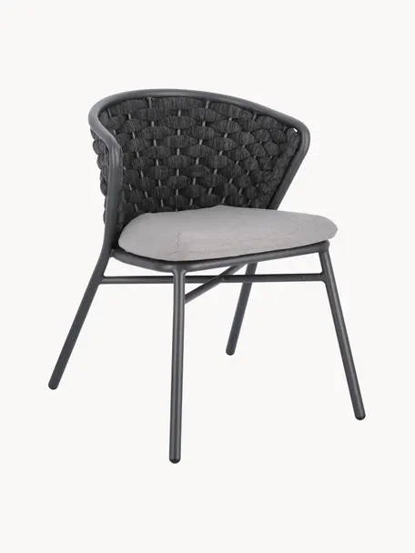 Krzesło ogrodowe Harlow, Tapicerka: 100% polipropylen, Stelaż: aluminium malowane proszk, Jasnoszara tkanina, antracytowy, S 62 x G 58 cm
