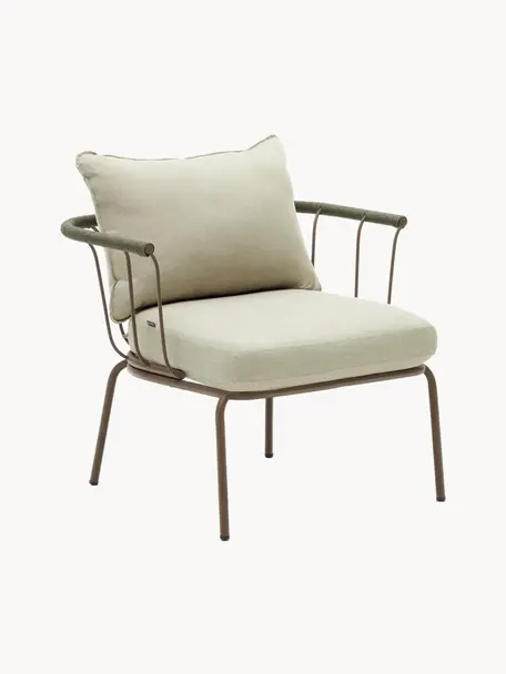 Fauteuil lounge de jardin Jay, Tissu beige, brun, larg. 77 x prof. 70 cm