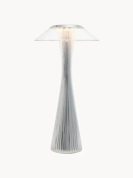 Mobilna lampa stołowa LED Space, Tworzywo sztuczne, Odcienie srebrnego, Ø 15 x W 30 cm