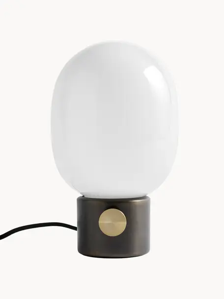 Dimmbare Tischlampe JWDA mit USB-Anschluss, Lampenschirm: Glas, Lampenfuß: Metall, beschichtet, Taupe, Ø 17 x H 29 cm