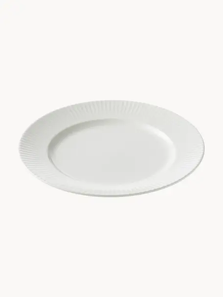 Snídaňové talíře s rýhovanou strukturou Groove, 4 ks, Kamenina, Bílá, Ø 21 cm, V 1 cm