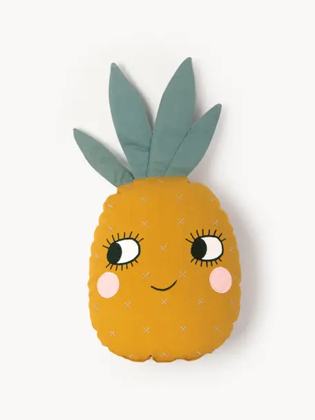 Poduszka z bawełny Pineapple, Tapicerka: 100% bawełna, Pomarańczowy, szałwiowy zielony, S 30 x D 56 cm