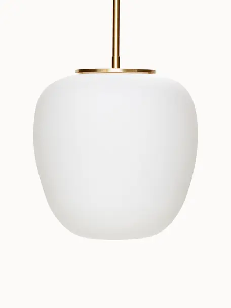 Kleine Pendelleuchte Muse, Lampenschirm: Glas, Weiß, Goldfarben, Ø 25 x H 36 cm