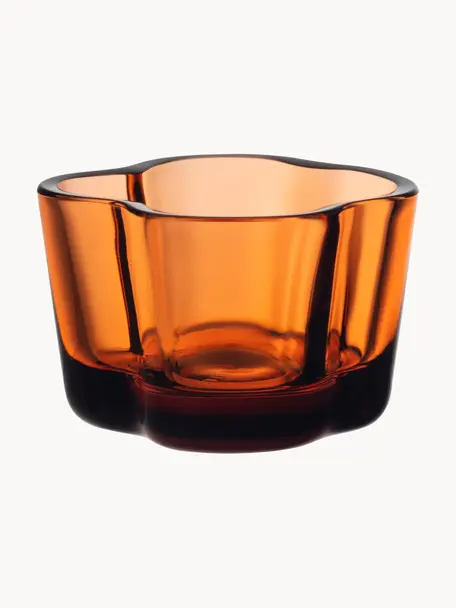 Teelichthalter Alvaro Aalto, Glas, Orange, transparent, Ø 9 x H 6 cm