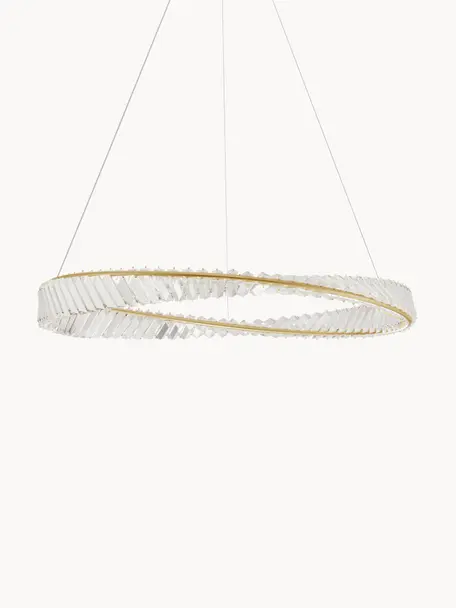 Lampada a sospensione grande con luce regolabile Aurelia, Decorazione: cristallo, Dorato, trasparente, Ø 80  x A 8 cm