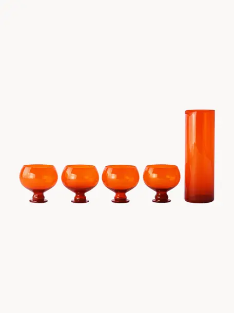 Drinkset Funky, set van 5, Glas, Oranje, Set met verschillende formaten