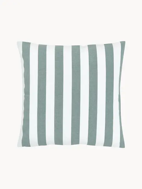 Gestreifte Kissenhülle Timon, 100% Baumwolle, Salbeigrün, Weiß, B 40 x L 40 cm