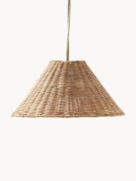 Mobiel dimbare outdoor hanglamp Calobra, Natuurlijke vezels, Bruin, Ø 38 x H 18 cm