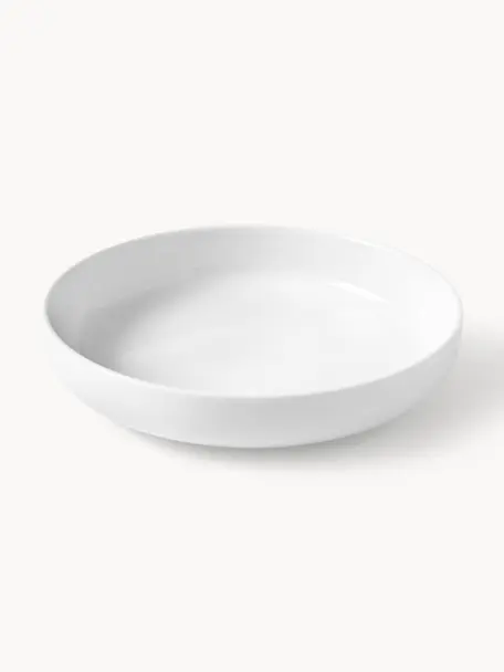 Assiettes à pâtes en porcelaine Nessa, 4 pièces, Porcelaine de haute qualité, Blanc cassé, haute brillance, Ø 21 cm